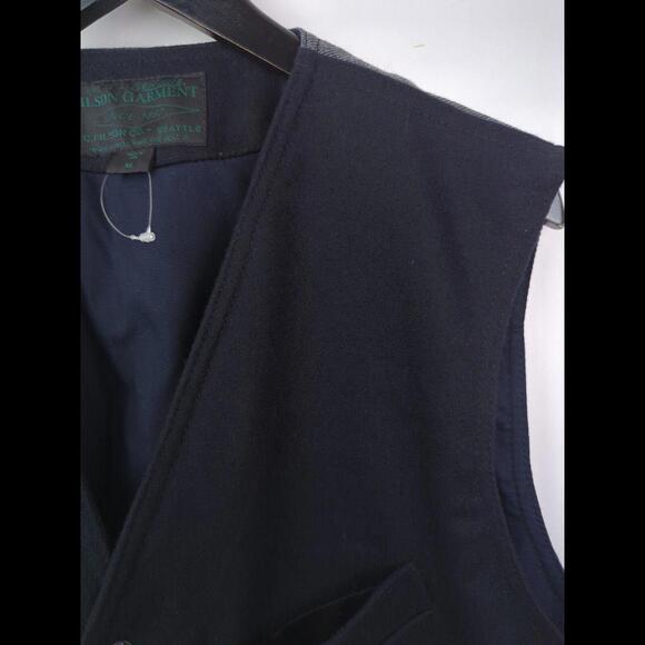 NWT FILSON Men's Sz XL Navy Blue Gray Virgin Wool Mackinaw Button Up Vest 10213 - Picture 2 of 8